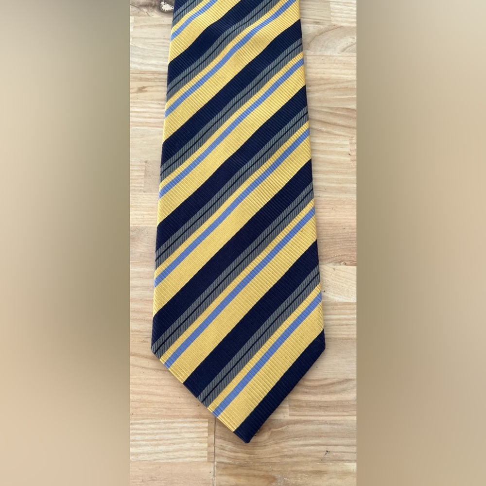 JZ Richards Designer 100% Silk Tie in Yellow, Blue, Silver